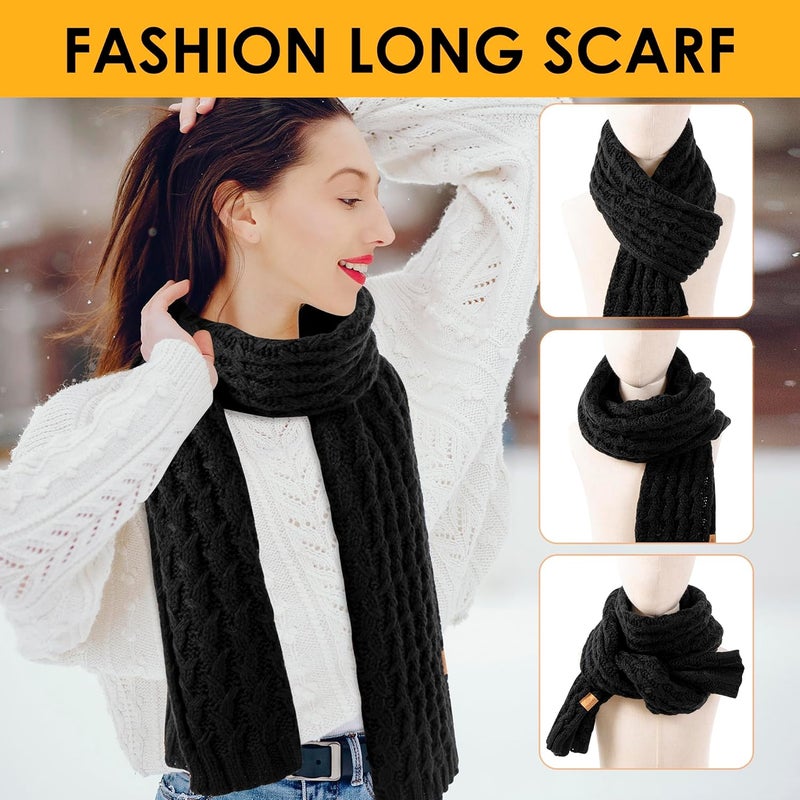PAGE ONE Women's Ribbed Knit Scarf Winter Warm Long Big Wrap Cashmere Wool Thick Large Chunky Scarf for Women - Image 4